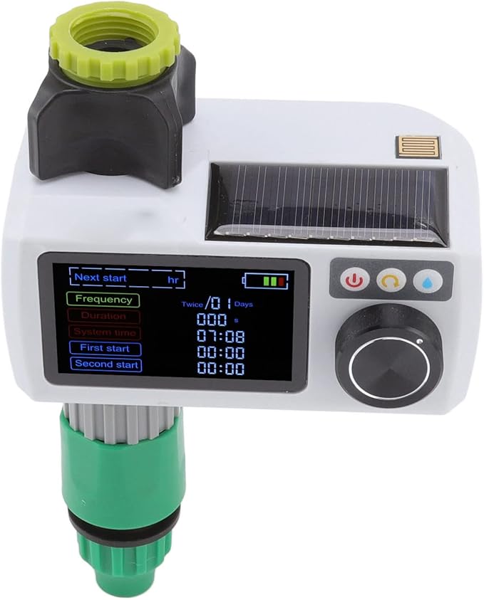 JTLB Solar Smart Water Timer, IP68 Real Time Self Inspection Solar Powered Hose Timer Automatic Drip Irrigation Kit for Outdoor Garden Lawn Irrigation System