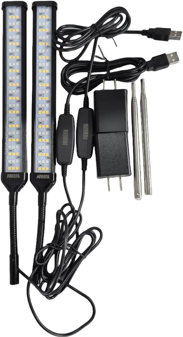 Grow Light for Indoor Plants Growing, 6000K Full Spectrum Gooseneck Plant Lamp for Seedings Succulents Small Plants, 5 Dimming & 4/8/12/18H Timer, 2 Pack
