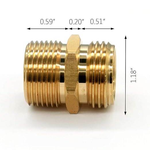 3/4” GHT Male x 3/4” NPT Male Connector, Brass Garden Hose Fitting, Adapter, Industrial Metal Brass Garden Hose to Pipe Fittings Connect (2 Pack)
