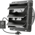 HG Power 10 Inch Shutter Exhaust Fan with Speed Controller, 647CFM High-Speed Vent Fan with, 1400RPM Wall Mounted Attic Fan for Shed, Garage, Greenhouse Ventilation, Black