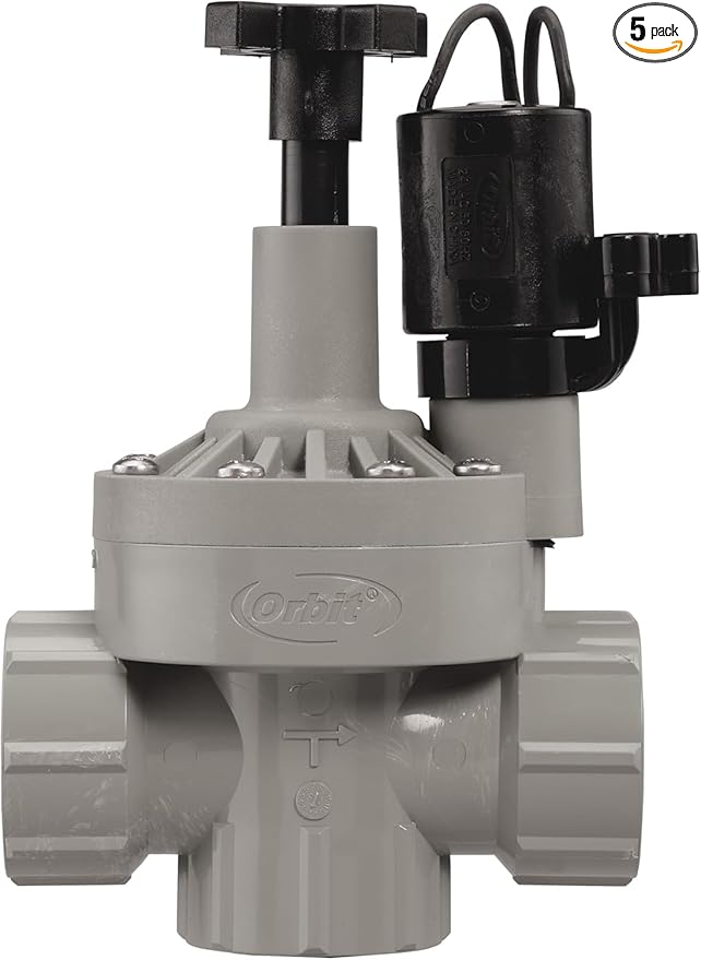 5-Pack Orbit 57020P 1" FPT 100 Series Automatic Inline/Angle Sprinkler Valve with Flow Control
