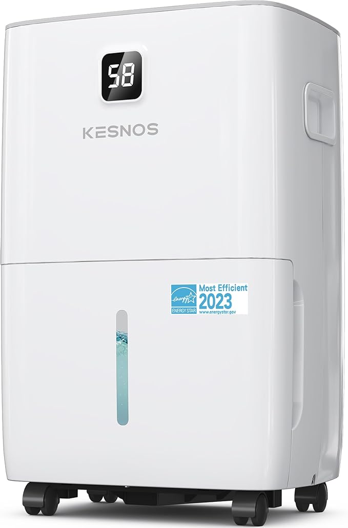 Kesnos 80 Pints Energy Star Dehumidifier for Home, Basement with Drain Hose, Front LED Display and 1.06 Gal Water Tank, Ideal for Large Room up to 5,500 Sq. Ft., Featuring Auto Defrost, Timer Function