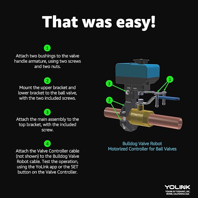 YoLink Smart Water Valve Controller 2, with Bulldog Water Valve Manipulator, Easy No-Plumber DIY Installation, Remote Control, Compatible with Alexa/Google Assistant, IFTTT - YoLink Hub Required