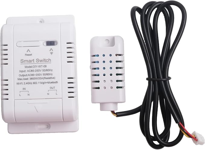 Temperature and Humidity Smart Switch for eWeLink - 20A Load Capacity (3800W), ABS Housing, -20°C to 80°C Operating Range, Scheduling & Data Logging (C)