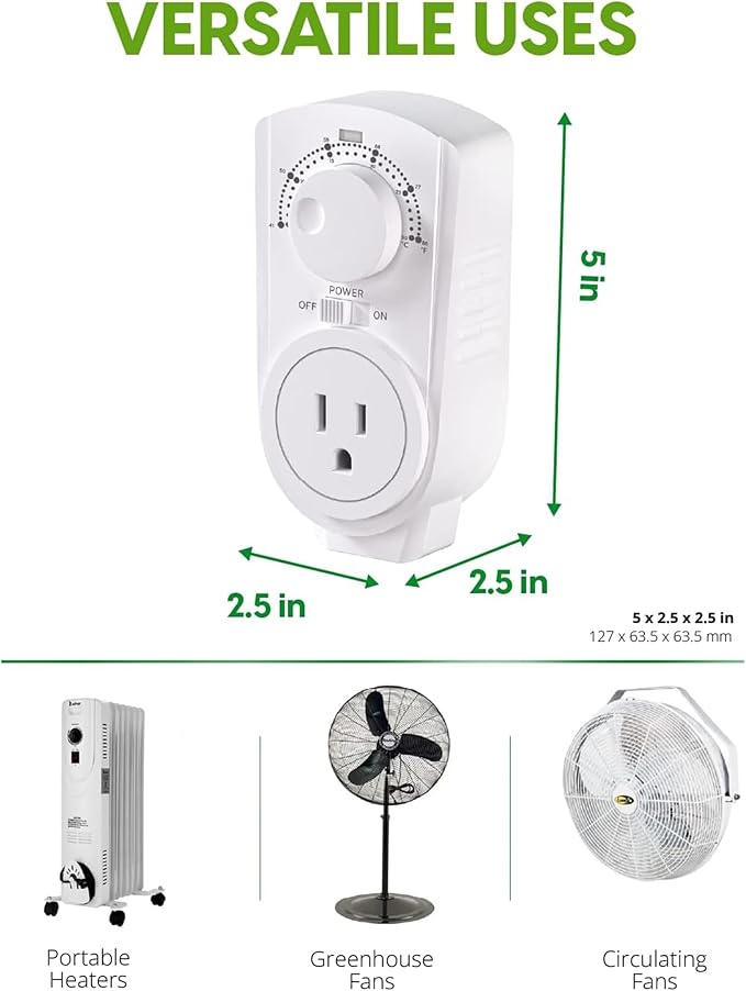 EconoHome Adjustable Thermostat - Universal Plugin Heating & Cooling Thermostat - Compatible with Most EconoHome Wall Mount Space Heaters
