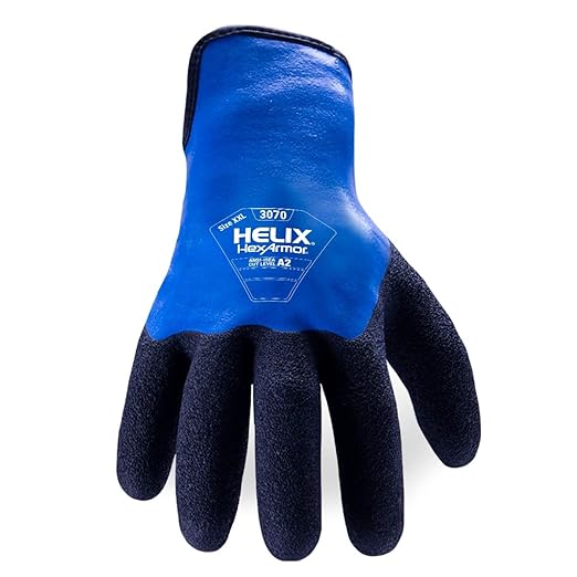 HexArmor Helix 3070 Water-Resistant Work Gloves – 360° Latex Coating, 18-Gauge Breathable Shell, High-Grip Wrinkle Rubber Palm, Cut & Abrasion Resistant, Ideal for Wet Concrete & Masonry | Medium