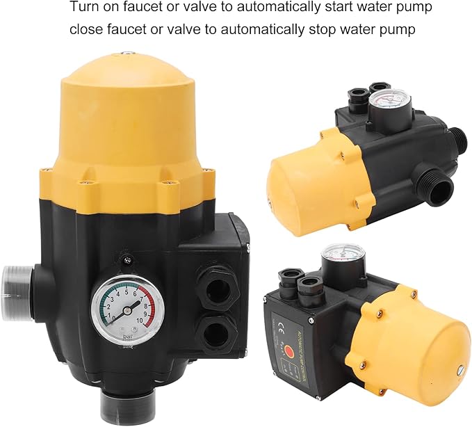 Water Pump Pressure Control Switch Adjustable Electronic Controller Automatic Start Stop for Self Priming Jet Garden Pumps ABS Material IP65 Protection