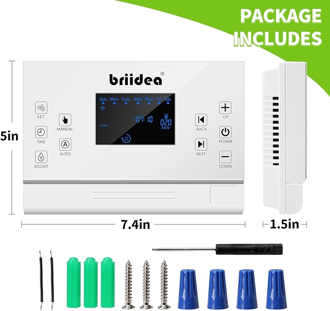 8 Zones WiFi Smart Sprinkler Controller, Briidea Automatic Irrigation Controllers with Customized Watering Schedule & Seasonal Adjustment, Water Efficiently and Keep Your Plants Healthy, MK-117
