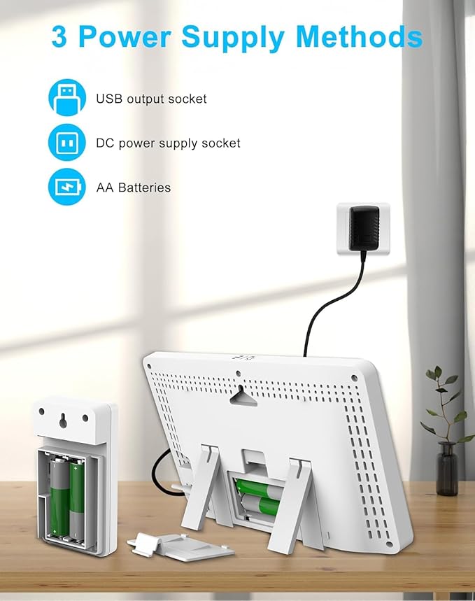 Weather Station Wireless Indoor Outdoor, Thermometer Wireless with Remote Sensor, Home Weather Station, Color Display Digital Weather Forecast, Humidity, Atomic Clock, Air Pressure for Home