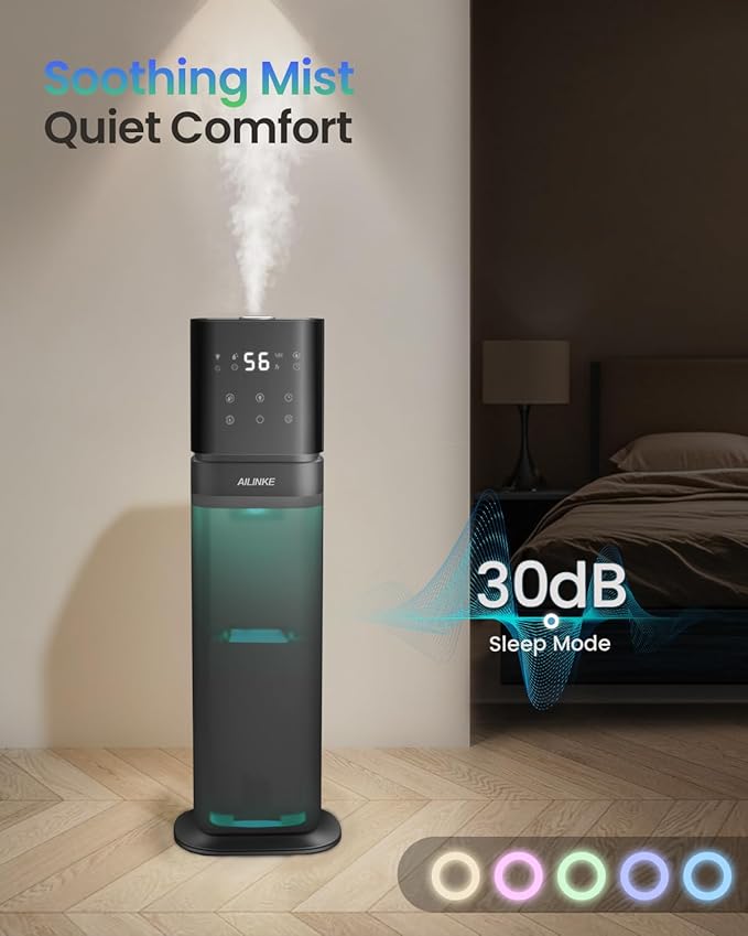 Humidifiers for Bedroom 2.1Gal/8L, Smart Humidifier for Large Room, Cool Mist Humidifiers for Home Kids Plants, Top Fill Humidifier with Extension Tube, WIFI APP & Voice Control, Blue