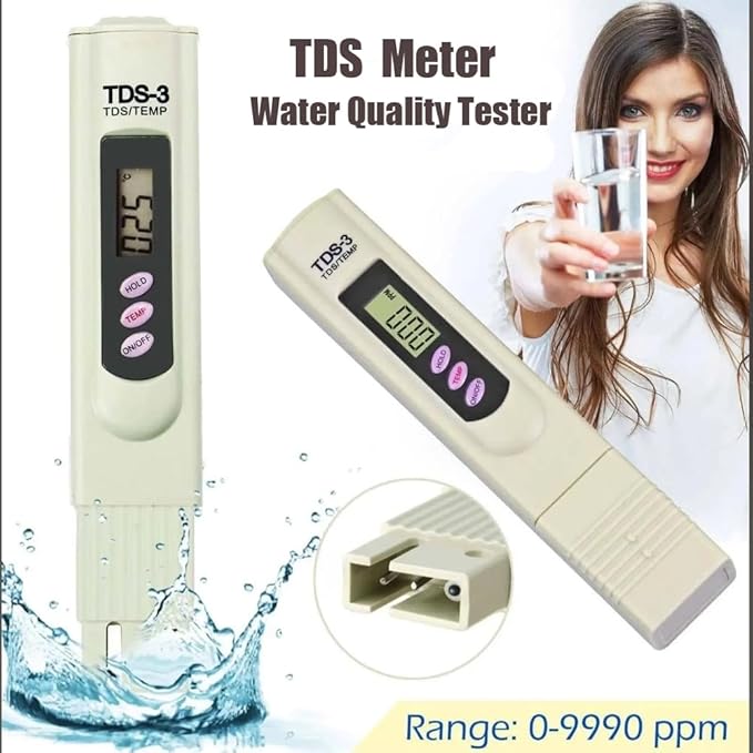 Digital TDS Meter Water Tester, PPM Water Quality Tester Measuring Range 0-9999ppm, Ideal for Drinking Water, Swimming Pool, Aquariums, Hydroponics (12, Grey)