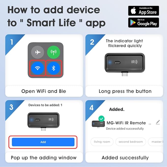 WiFi+IR Mini Smart Home Universal Remote Controller, Compatible with Alexa; USB C Port for IR Appliances,for TV, Fan, DVD, Air Conditioner STB etc.