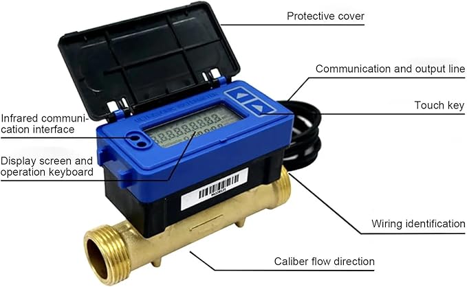 Water Sensor, Flowmeter, Digital Ultrasonic Water Meter RS485 Flow Remote Transmission Wireless Smart Tap Agricultural Irrigation ,RV Water Heater(DN40)