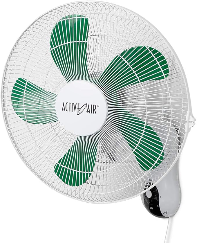 Active Air ACF16 16 inch 3-Speed Wall-Mountable 90-Degree Oscillating Hydroponic Grow Fan