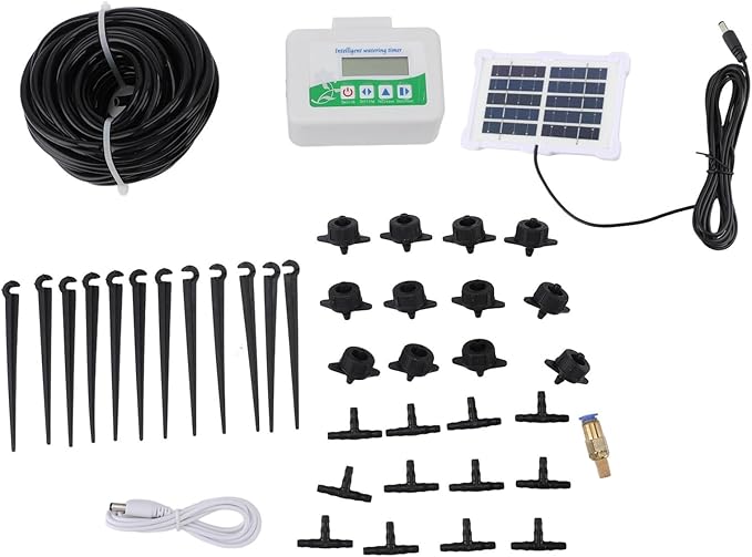 Smart Watering Timer, Automatic Solar Powered Irrigation System with Adjustable Timing for Gardens, Farmland, Lawns