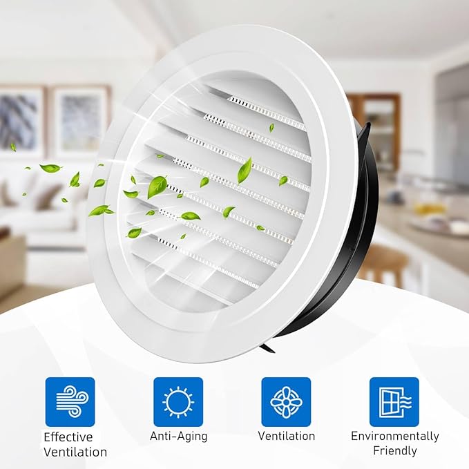 Hon&Guan 8'' Soffit Exhaust Vent, 8 Inch Round Wall Vent Cover for Bathroom Office Home (ø200mm)