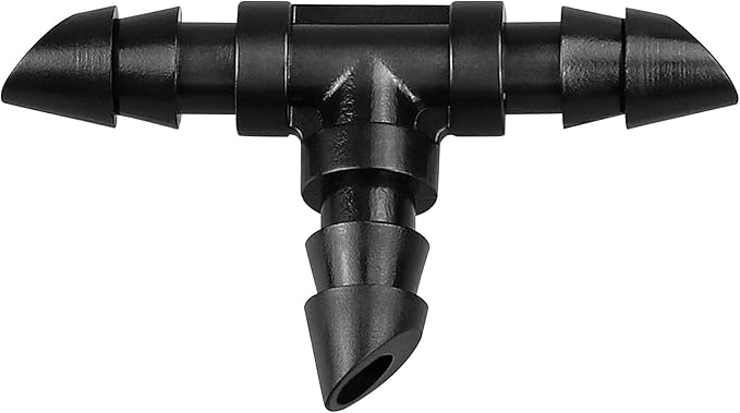 1/4" Drip Irrigation Tee Fittings, 60 Pieces Barbed Tee Connectors for 1/4 Inch Tubing, Drip Line 3-Way T Parts for Sprinkler Garden Lawn Irrigation System