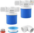 2Pcs 3/4" Side Inlet Water Float Valve, Automatic Water Level Conrtol Valves for Water Tank, Blue Aquapluse Through Float Valve for Livestock, Swimming Pool, Toilet, Garden Irrigation System