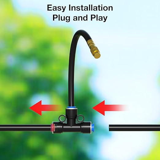MIXC 100Ft 1/4" Drip Irrigation System,2026-Upgrade Garden Irrigation Kit with 16pcs Adjustable Copper Nozzles,Automatic Atomizing Watering System for Outdoor Plants,Raised Bed,Yard,Potted Plant,Lawn