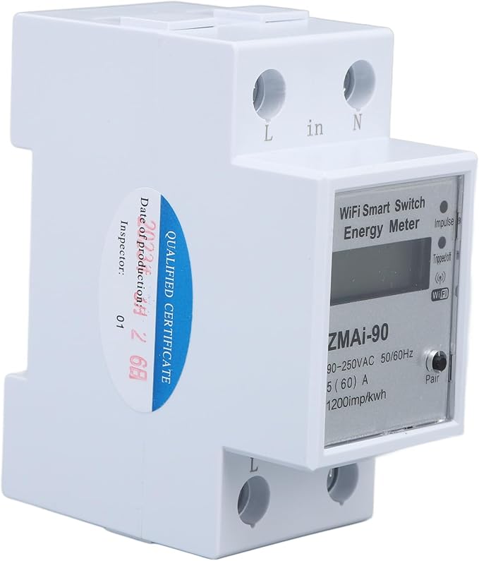 WiFi Energy Meter, Real Time Monitoring, APP Remote Control, Single Phase with Voltage Monitoring and Power Analysis for Easy Installation