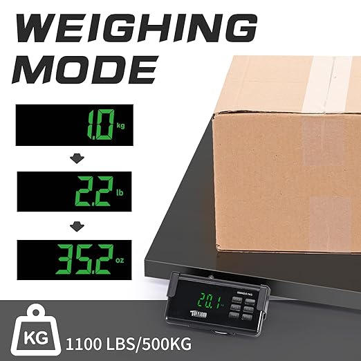 TUFFIOM 1100Lbs x 0.2Lbs Postal Digital Shipping Livestock Scale, Electronic Stainless Steel Platform Heavy Duty Vet Animal Floor Scale,Dog Puppy Pig Goat Sheep Scale, Black