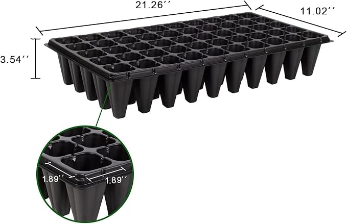 RooTrimmer 10 Pack 1020 Trays and 10 Pack 3.5" Deep 50 Cell Seed Starter Trays, 20" x 10" - Durable Plastic Nursery Flats for Microgreens, Seedling,Seed Germination & Plant Propagation (10 Set)