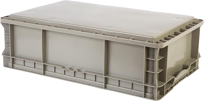 Hudson Exchange 24 x 15 x 7.5" (3 Pack) Straight Wall Handled Storage Container Tote, Gray/Brown