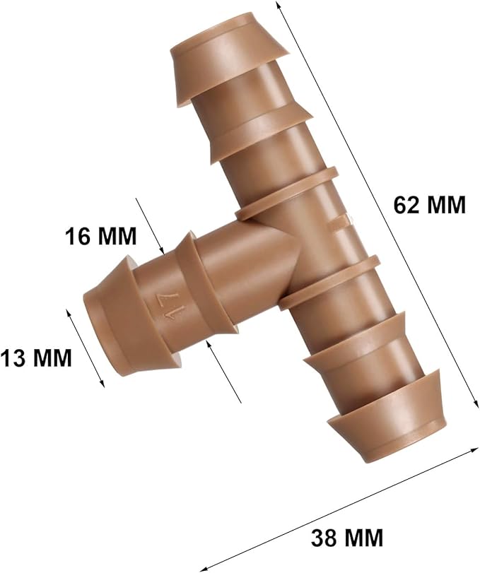 Boao 20 Packs 1/2 Inch Drip Irrigation Fittings Connectors Barbed Connector Plastics Drip Irrigation Barbed Hose Connector 17 mm Diameter(Tee)