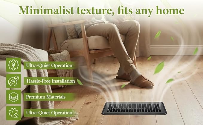 Floor Vent Cover, 4 X 10 Floor Register Vents, Heavy Duty Steel Walkable Heat Register Cover with Adjustable Louvers & Rust Proof Finish, Durable Air Vent for Homefloor, Sidewall, Ceiling
