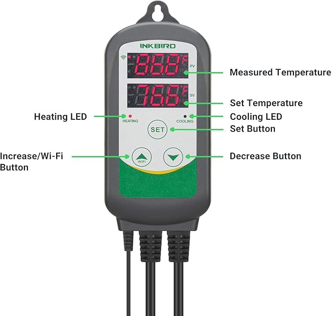 Inkbird WiFi ITC-308 Digital Temperature Controller Aquarium Thermostat for Aquarium Heater and Cooler, with Waterproof Sensor.