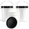 DEMORA 5 Gallon Food Grade Plastic Bucket with Easy Open & Close Screw Lid, Heavy Duty Pail with Metal Handle, BPA-Free, for Food Storage, Water, Cleaning, Industrial Use（Black Lids，3 Pack）