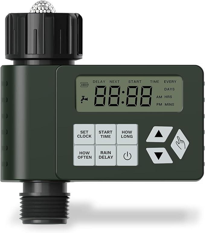 Hose Faucet Water Timer for Outdoor Garden, Ortis Programmable Sprinkler Timer with Rain Delay/Manual/Automatic Mode, IP67 Leak-Proof Design for Lawn Yard, 1 Outlet