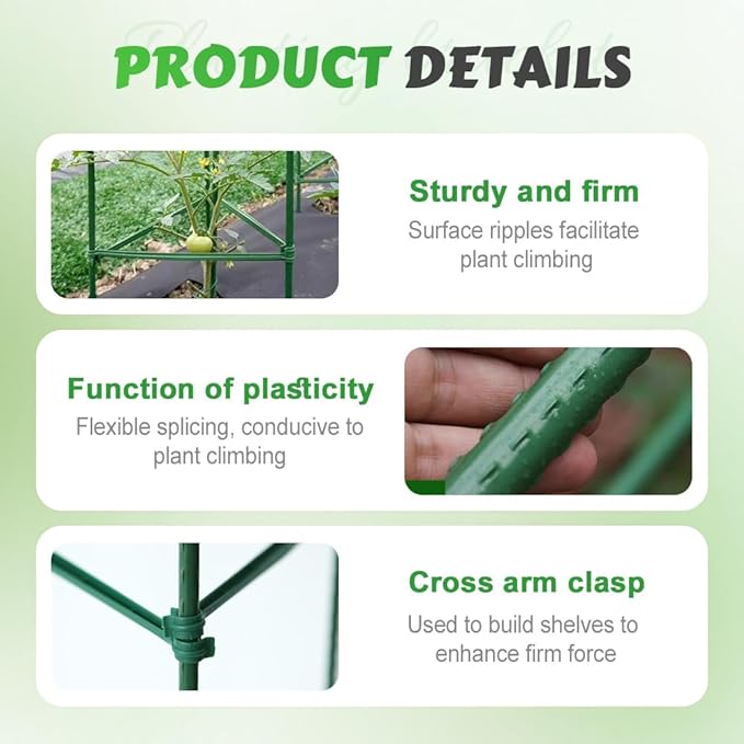 Adjustable Modular Plant Support Frame, 2026 New Garden Raised Bed Planter Heavy Duty Steel Tomato Trellis Kit, Upgrade Plant Support Tower Stakes Provides Support for Climbing Plants (1, Green)