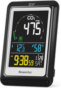 Newentor CO2 Monitor, Indoor Air Quality Meters, Carbon Dioxide Detector with Voice, Large Display CO2 Tester, Temperature Humidity Sensor, Alarm Clock for Home, RV, Grow Tents, Black