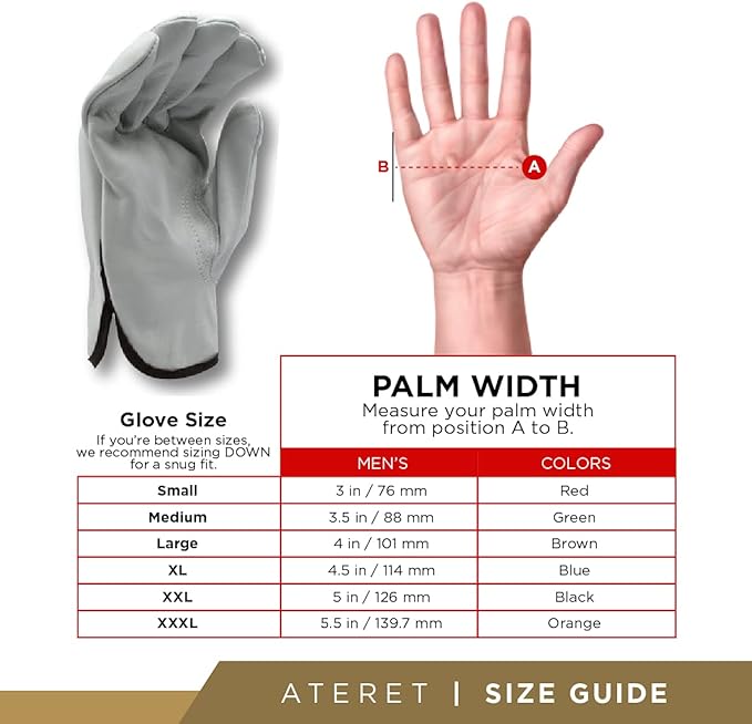 ATERET 24 Pairs 2X-Large Heavy Duty Durable Cowhide Leather Work Gloves I Driver Gloves for Truck Driving, Warehouse, Gardening, Farming