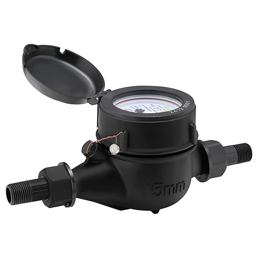 Watflow DN15 Water Meter 1/2" NPT, ISO4064 Certification Cubic Water Flow Meter, Cold Water Meter with PVC for Garden or Home, Single-Jet Horizontal Install.