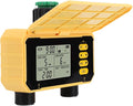 Solar Panel Sprinkler Timer, Double Outlet Smart Water Timer with Rain Sensor, Automatic Watering Valve Irrigation Controller System for Garden Hose Lawns Yard