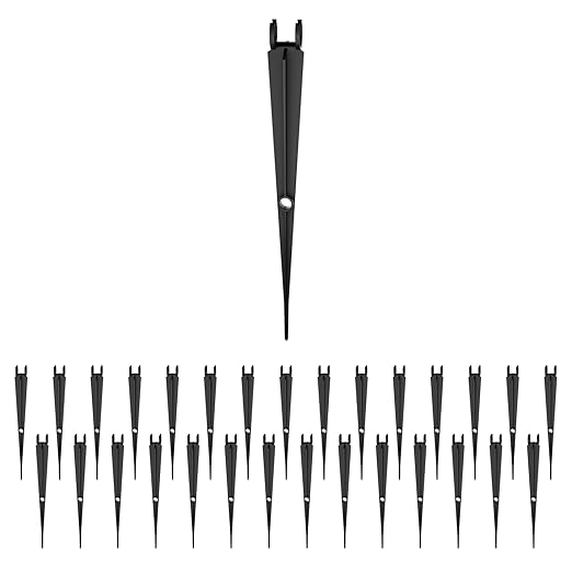 Bonviee 1/4” Drip Irrigation Stakes – 30 Pack, Tubing Holder with Adjustable Height, Prevents Clogging, Easy Install, for Raised Beds, Gardens & Hydroponics