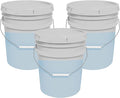 MKS Plastics 5-Gallon Bucket with Airtight Lid – Made in USA, Food Grade BPA Free Plastic, Heavy Duty Multi-Use, Metal Handle with Grip, Stackable Storage – Natural, 3 Pack