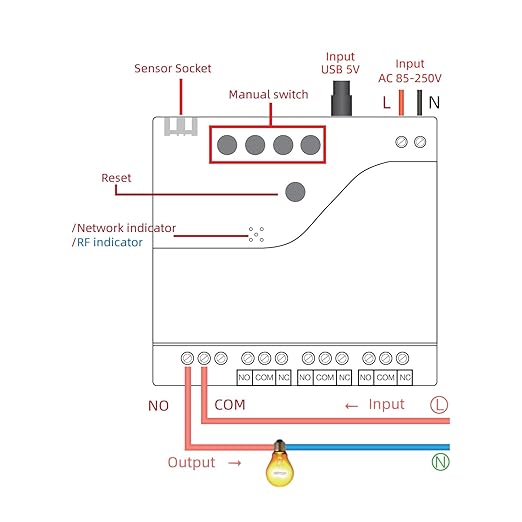 4 Ch WiFi Smart Temperature Humidity Realy Switch,AC 85-250V or USB 5V Smart Life/Tuya app Dry Contact Compatible with Alexa Google Home (AC 85-250V)