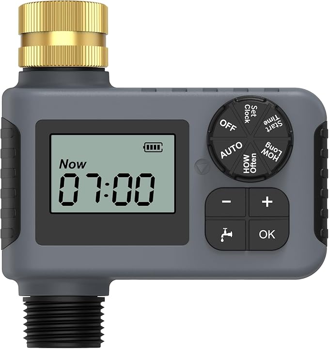 Hose Water Timer, Programmable Sprinkler Timer with Rain Delay/Manual/Automatic Drip Irrigation System for Outdoor Garden Yard, 1 Outlet