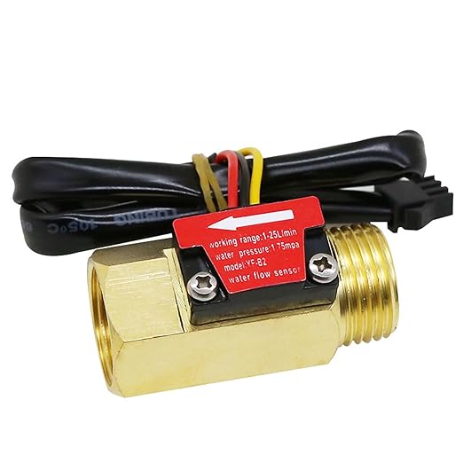 G1/2" Water Flow Sensor Thread Female to Male Brass Switch Hall Effect Liquid Flowmeter Fluidmeter Counter BSP 1-25L/Min（50 mm in Total Length）