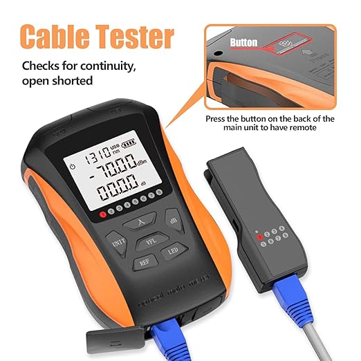 Optical Power Meter with Visual Fault Locator, Fiber Light Meter with Cable Tester Function and Li-ion Battery USB Charge for FC/SC/ST Universal Interface