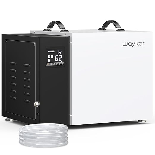 Waykar 158 Pint Commercial Dehumidifier with Pump and Drain Hose for Crawl Spaces, Basements, Ducted Industrial Use, and Water Damage Unit, for Spaces up to 7500 Square Feet, Smart Humidity Control