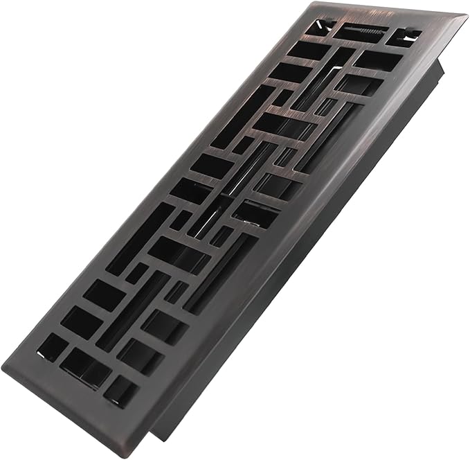 Howeall 4x12 Inches Heavy Duty Walkable Floor Register Easy Adjust Air Supply Lever Floor Vents - Seattle Design - Vent Cover for Home Floor - Oil Rubbed Bronze