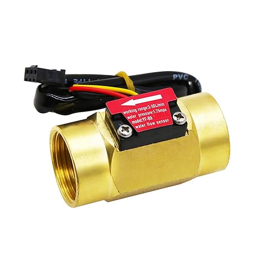 G3/4" Female Thread Brass Water Flow Sensor Switch Hall Effect Liquid Flowmeter Fluidmeter Counter BSP 2-50L/Min（58mm in Total Length）