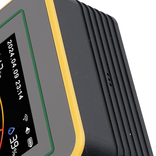 Eujgoov Air Quality Detector, 15 in 1 WiFi APP Control CO2 HCHO TVOC PM2.5 PM10 Temperature Humidity Monitor with Smart Timer and Real Time Data, for Indoor Air Quality Testing (Black Yellow)