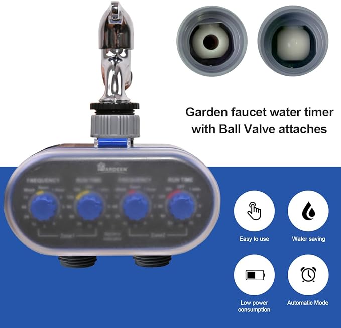 Watering Hose Sprinkler Timer Garden Irrigation System Controller Electronic Water Timer with Two Outlets Color Blue