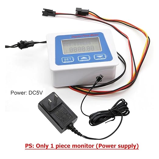 Digital Flow Meter, Flowmeter, Smart Digital Water Flow Meter Set LCD Rate Monitor Inline Electronic Sensor with Temperature Display G1 G1/2 G3/4,for Outdoor Gardens