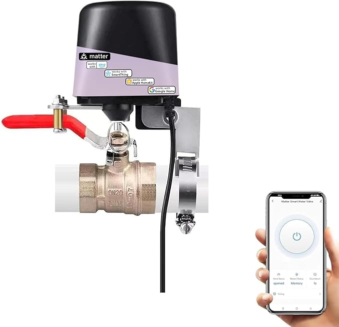 Jinvoo Matter Smart Water Valve, Matter Valve, Electric Smart Valvee, Automatic Ball Valvee Watering Timer, Sprinkler Controller, for Applee Home, Alexa, Google, SmartThingss, Requires Matter Hub